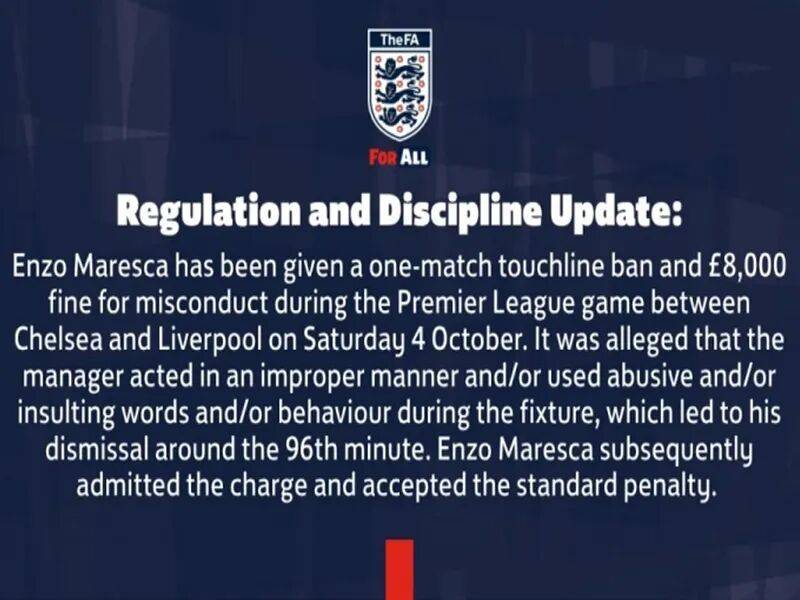 禁赛+罚款！切尔西遭重创，没有主帅或更好，马雷斯卡承认事实